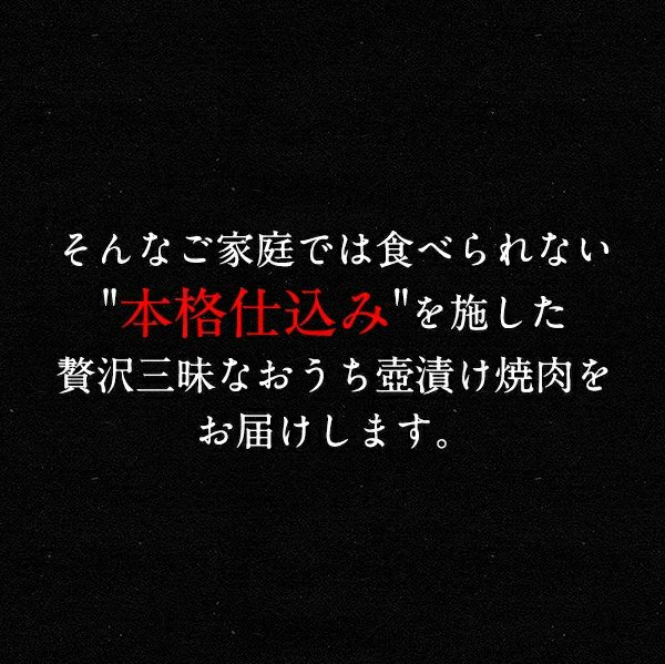 壺漬け焼き肉3種セット　味わい説明
